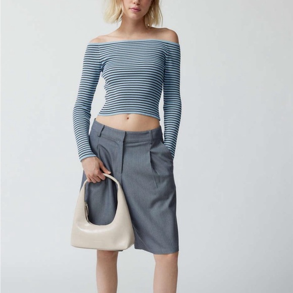 Silence and Noise stripe off shoulder top - Picture 2 of 3